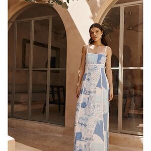 Blue and White Maxi Dress
